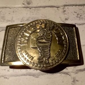 Gold Belt Buckle Michelin Man Bibendum